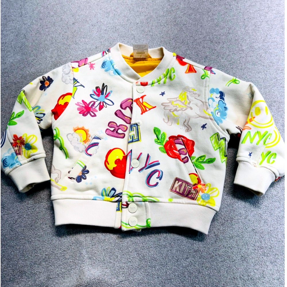 Kith Treats Baby Jacket 12-18M NYC Graphic Snap Front Bomber Sweatshirt Rare